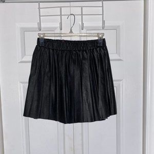 Black Pleated Leather Skirt